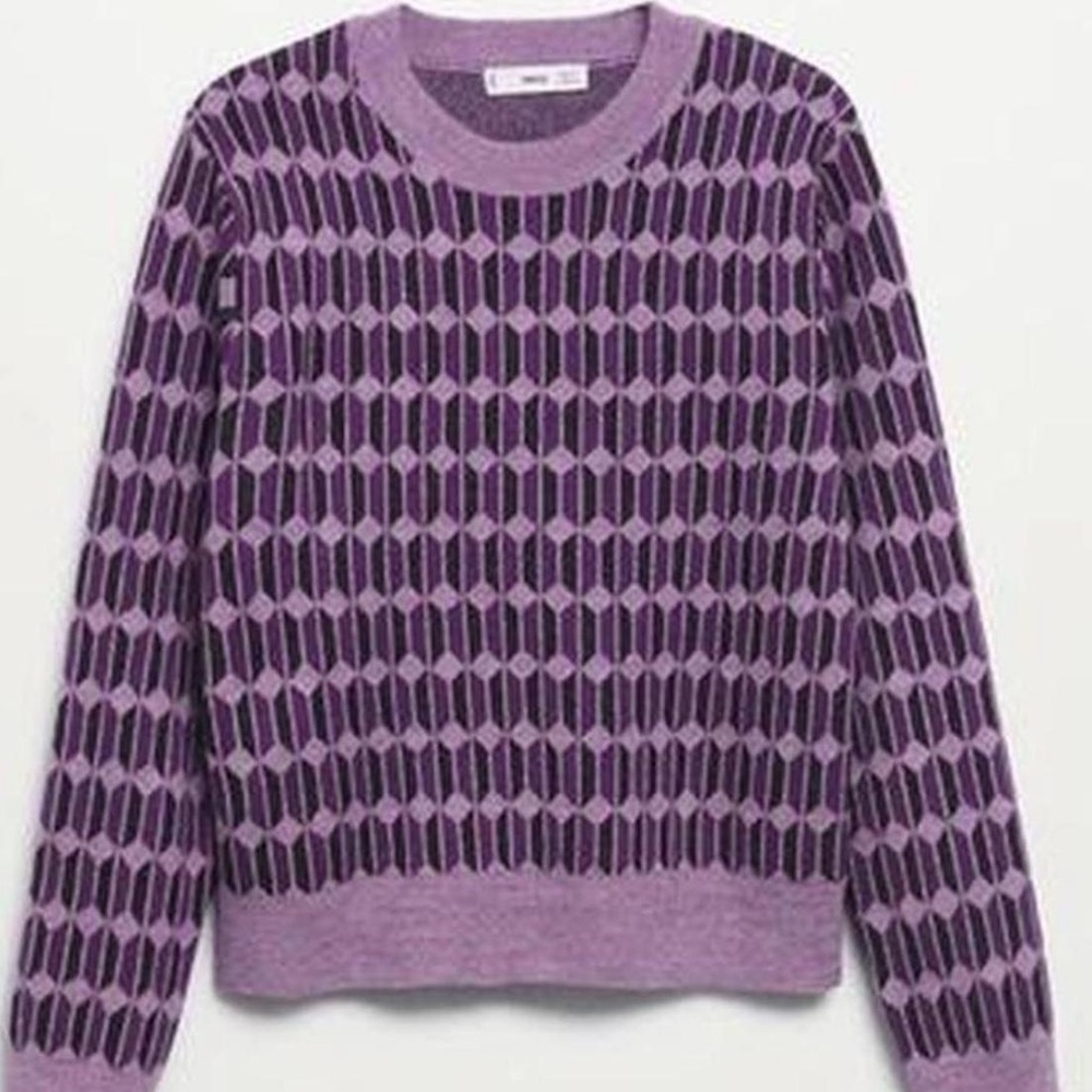 Geometric Patterned Purple Sweater - Picture 4 of 6